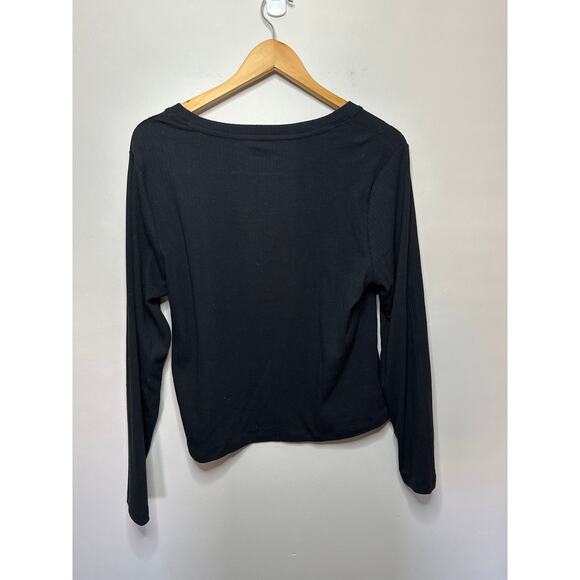 Old Navy Black Square Neck Ripped Long Sleeve Size XL - Picture 3 of 5